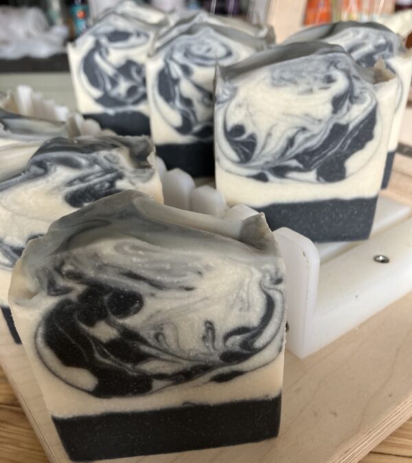 Charcoal soap with clary sage essential oil